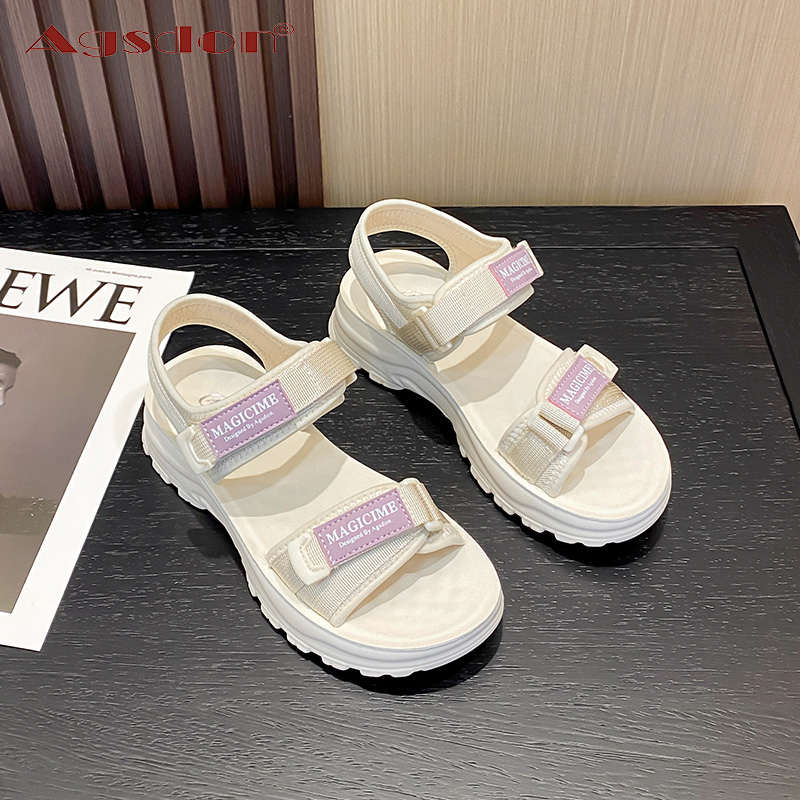 Agsdon Mới Giày Sandal Thể Thao Quai Dán Đế Mềm Thời Trang Đi Biển Cho Nữ