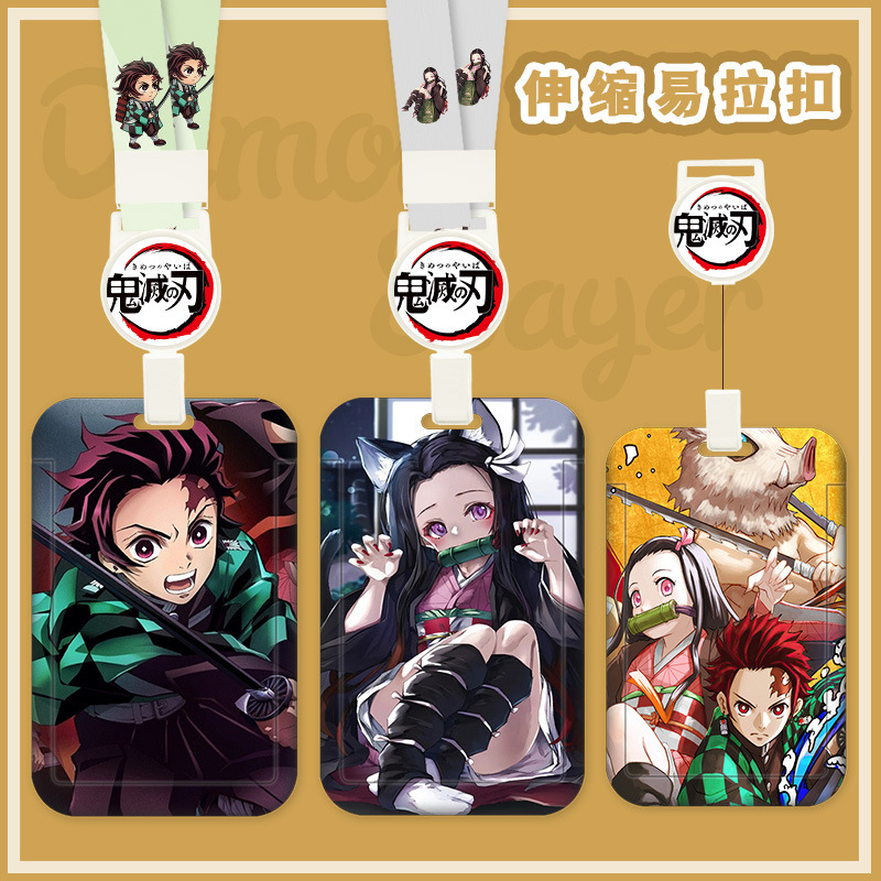 Bộ Thẻ Hình Nhân Vật ghost slayer Hoạt Hình one piece Kèm Dây Đeo Điều Khiển Truy Cập Thẻ