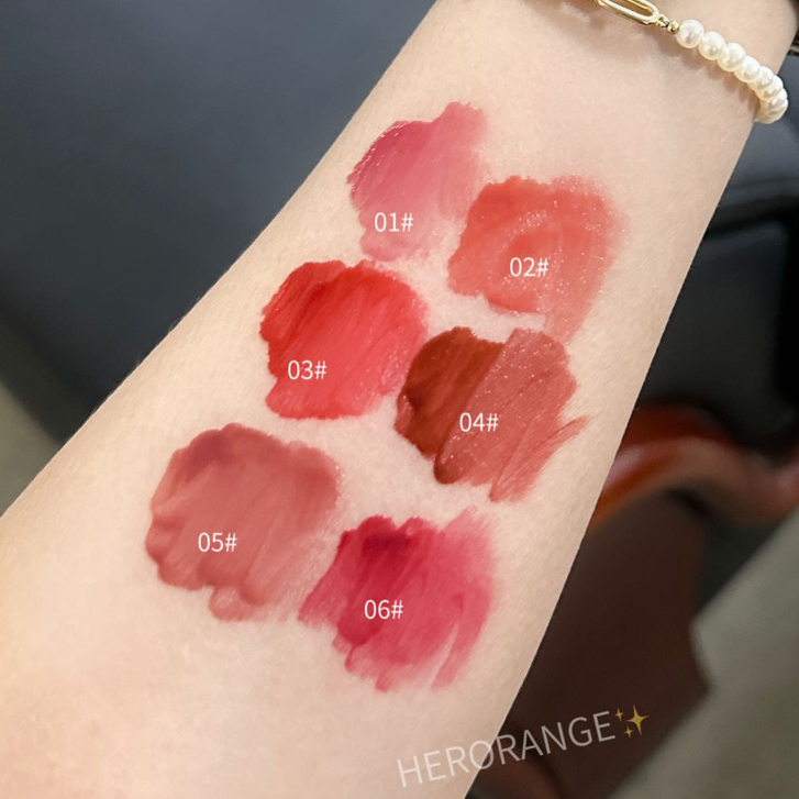 Minijumie Son Kem Bóng Hiệu Ứng Gương Không Thấm Nước Heorange Nuôi Dưỡng Môi Lâu Trôi Trọng Lượng