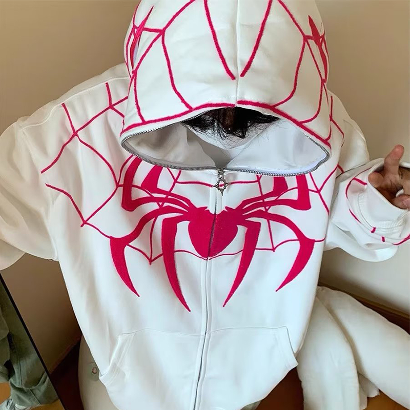Howe. Spider-Man Dây kéo mở áo hoodie Cặp đôi mùa thu nam và nữ áo khoác oversize
