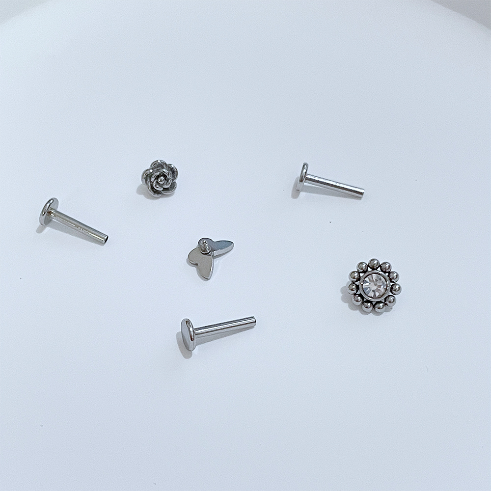 1 Cái Khuyên Tai Thép Không Gỉ 6 / 8 / 10mm Hình Bướm, Môi, Mặt Trăng, Hoa Hồng