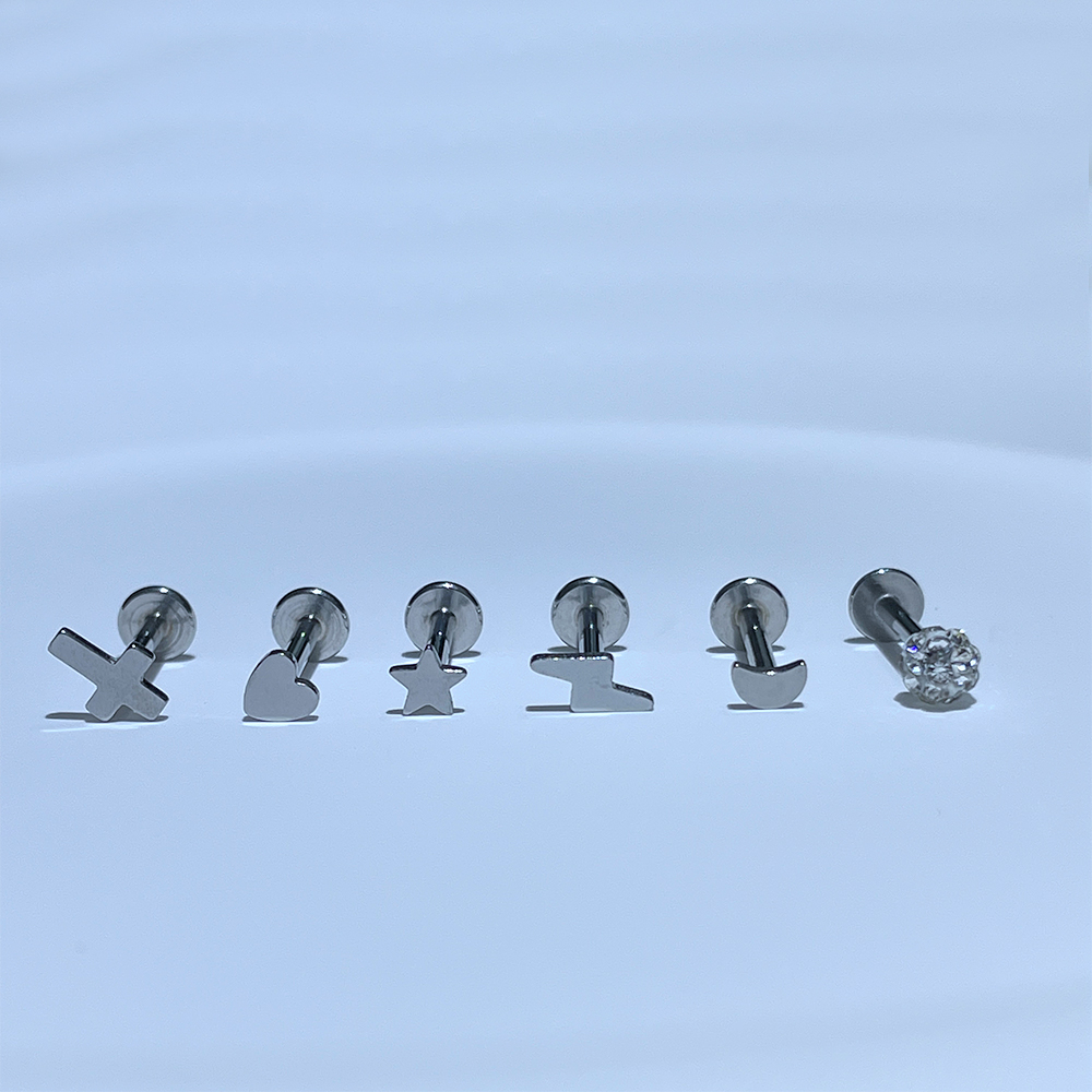 1 Cái Khuyên Tai Thép Không Gỉ 6 / 8 / 10mm Hình Bướm, Môi, Mặt Trăng, Hoa Hồng