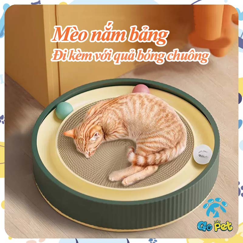 Bảng cào móng mèo hình tròn kèm đồ chơi vui nhộn Lõi bên trong có thể thay thế