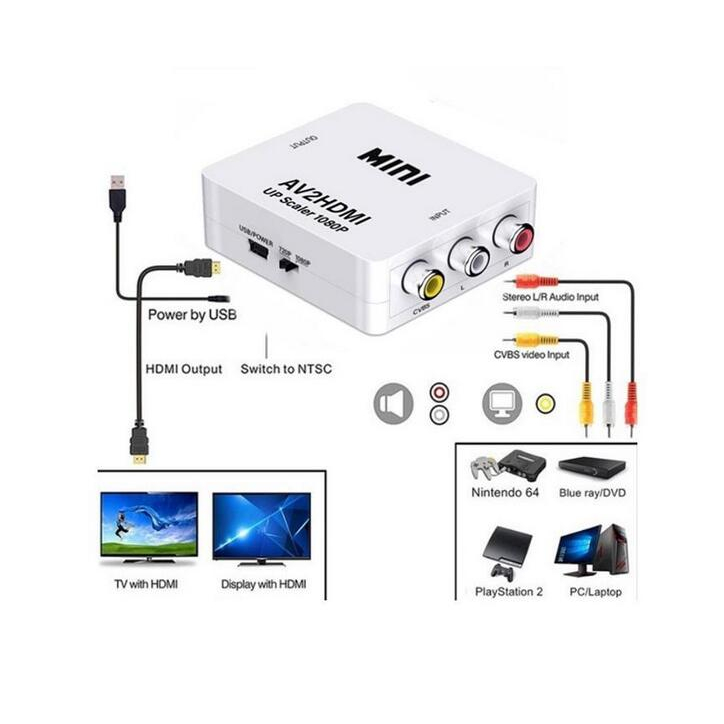 Bộ Chuyển Đổi Âm Thanh rca Sang hdmi, 1080p mini rca cvbs av Sang hdmi video pal / ntsc Với Cáp Sạc usb Cho pc laptop xbox ps4 ps3 tv stb vcr dvd
