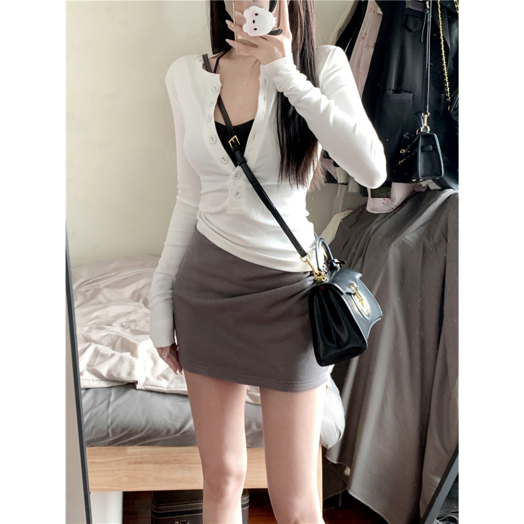 Kumikumi HUANG YOYO Áo Croptop Mềm Áo Dệt Kim Ôm Dáng Thời Trang Dành Cho Nữ