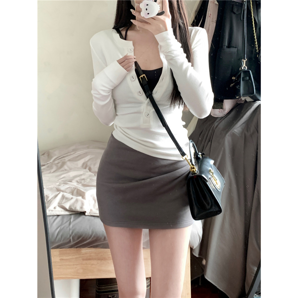 Kumikumi HUANG YOYO Áo Croptop Mềm Áo Dệt Kim Ôm Dáng Thời Trang Dành Cho Nữ
