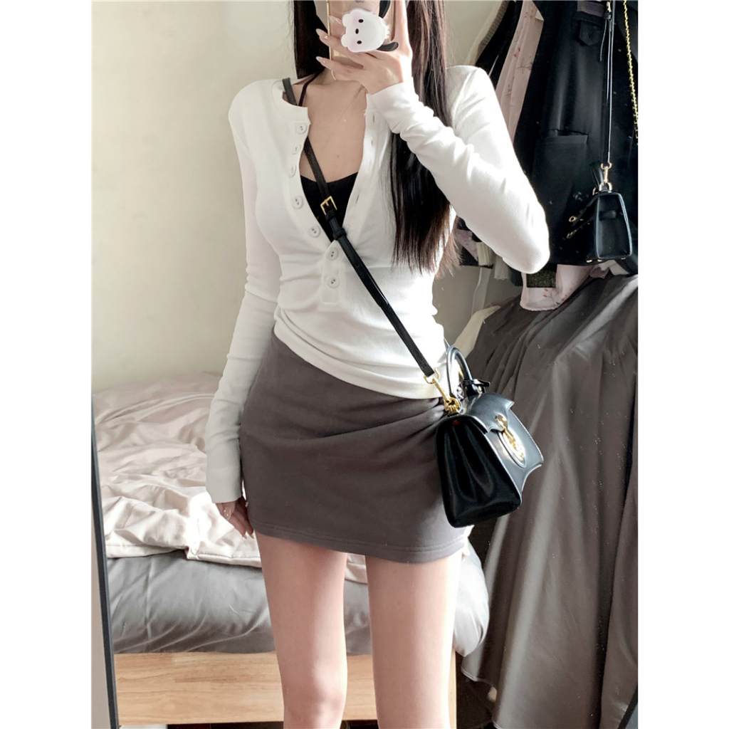 Kumikumi HUANG YOYO Áo Croptop Mềm Áo Dệt Kim Ôm Dáng Thời Trang Dành Cho Nữ
