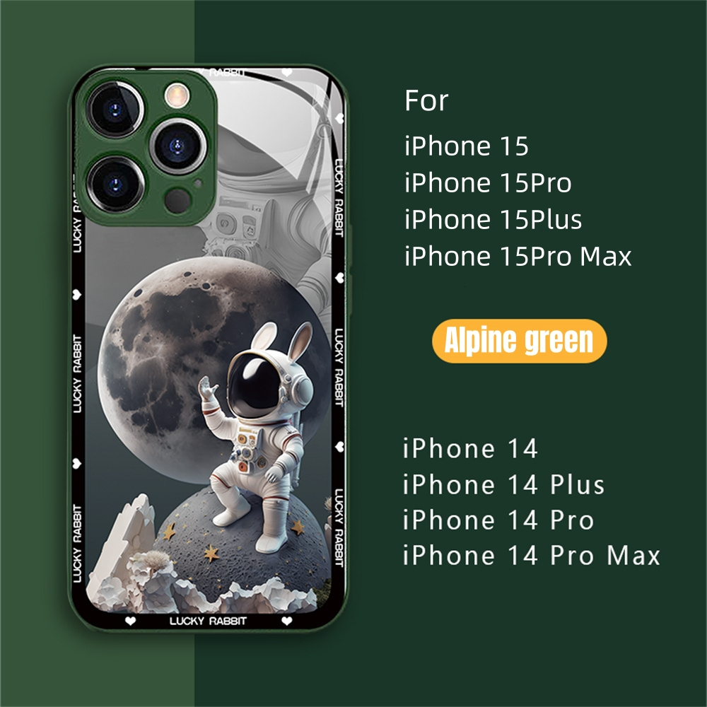 Ốp Điện Thoại Kính Cường Lực Cứng In Hình Phi Hành Gia Cho iphone 15pro max 14 pro max 13pro 12 11 pro max