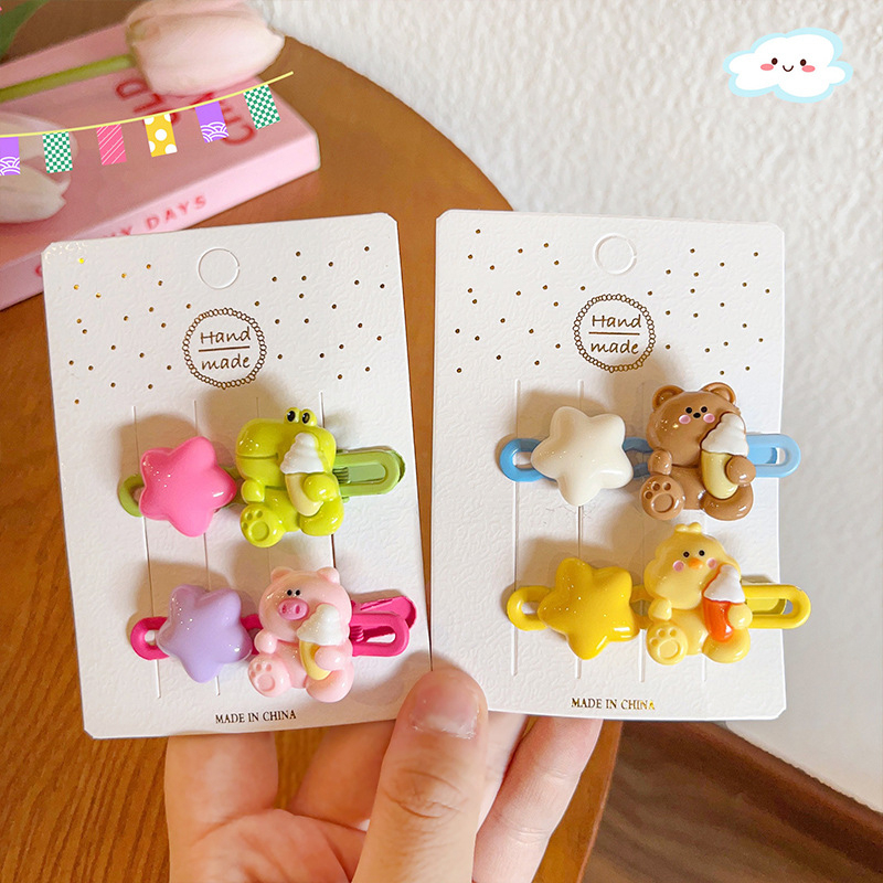 Dễ Thương Kẹp Tóc Hình Ngôi Sao / Gấu / Thỏ Màu Kẹo Ngọt Ngào Cho Nữ