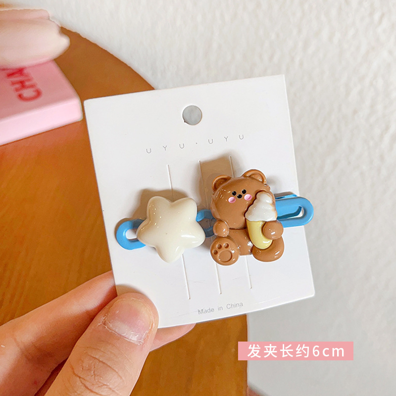 Dễ Thương Kẹp Tóc Hình Ngôi Sao / Gấu / Thỏ Màu Kẹo Ngọt Ngào Cho Nữ