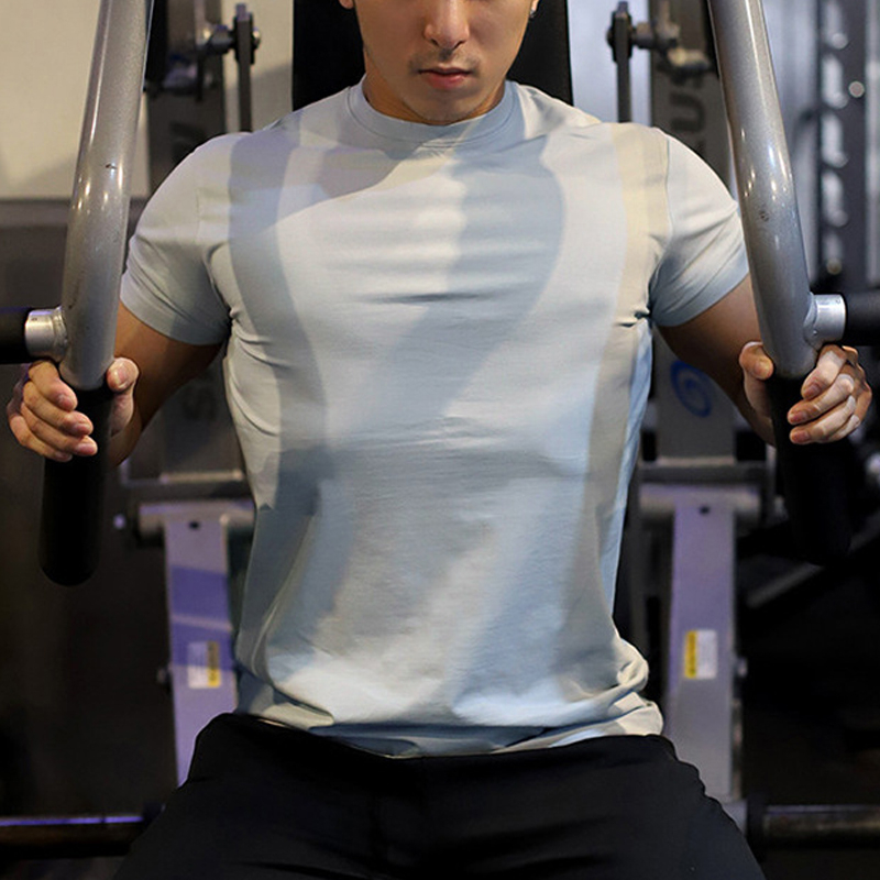 Áo Thun Thể Thao Tay Ngắn Màu Sắc Đơn Giản Chất Liệu Nhanh Khô Cao Cấp Cho Nam