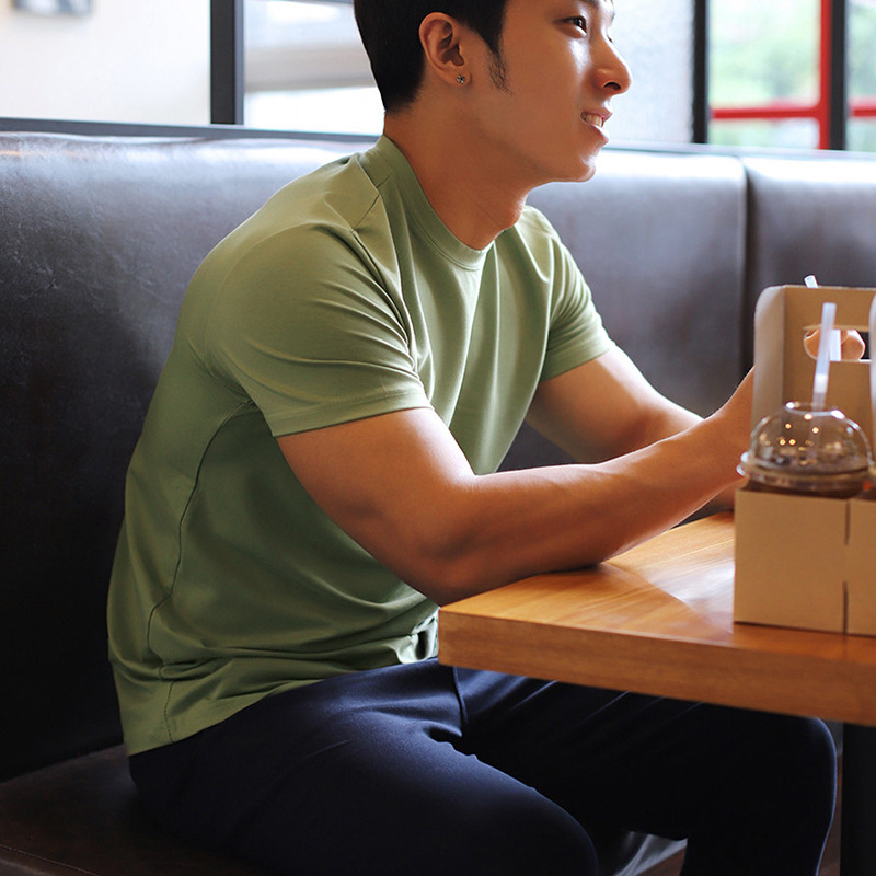 Áo Thun Thể Thao Tay Ngắn Màu Sắc Đơn Giản Chất Liệu Nhanh Khô Cao Cấp Cho Nam