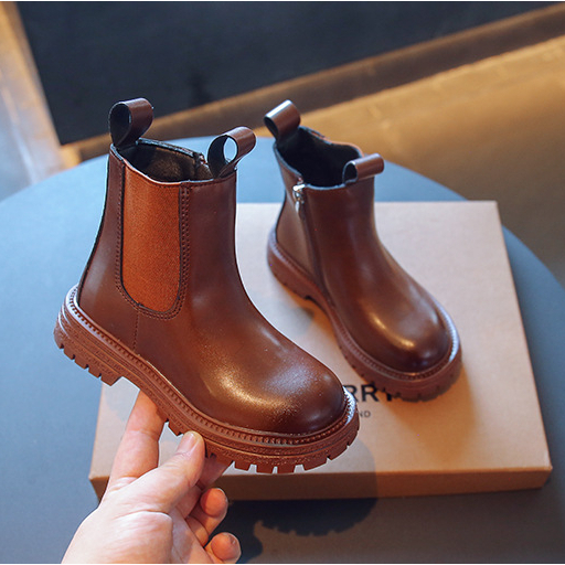 Giày Bốt martin Chống Trượt Màu Trơn Thời Trang Mùa Thu Phong Cách Hàn Quốc Cho Bé sz24-37