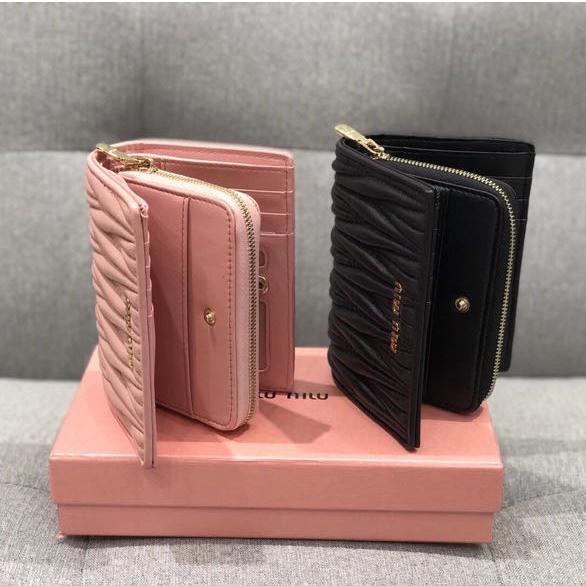 Prepare to ship Hàng Chính Hãng Ví Da Cừu miumiiu Dáng Ngắn Cho Nữ