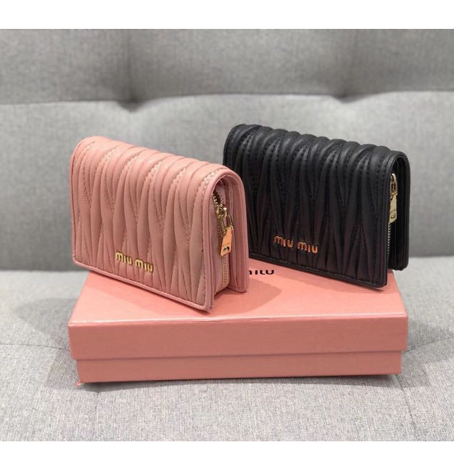 Prepare to ship Hàng Chính Hãng Ví Da Cừu miumiiu Dáng Ngắn Cho Nữ