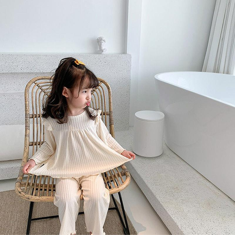 Sun baby Bộ Đồ Ngủ Vải Lụa Mỏng Màu Trơn Thời Trang Xuân Thu Cho Bé