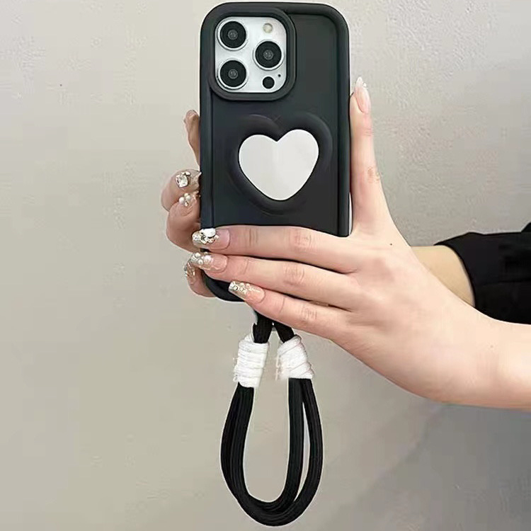 Ốp Điện Thoại tpu Mềm Kèm Gương Hình Trái Tim Cho iphone 15 pro 14 promax xsmax xr x xs 11 12 13 promax