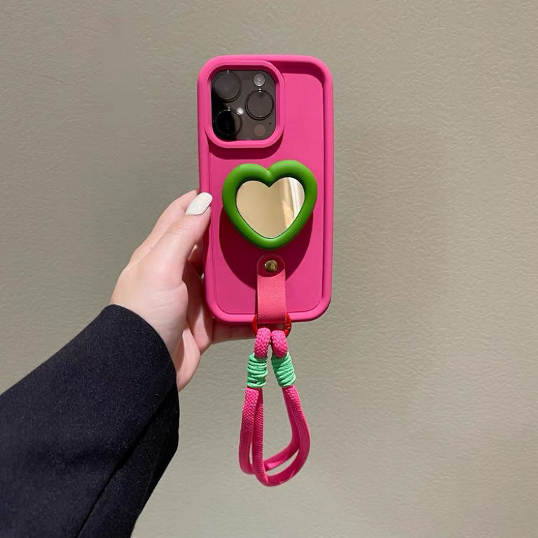 Ốp Điện Thoại tpu Mềm Kèm Gương Hình Trái Tim Cho iphone 15 pro 14 promax xsmax xr x xs 11 12 13 promax