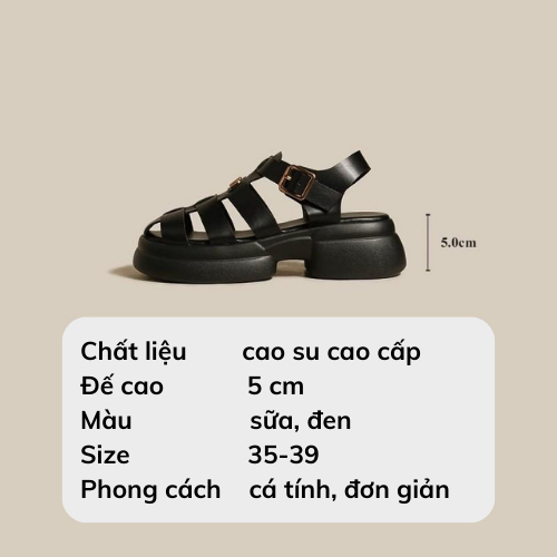 Giày Sandal nữ hottrend 2023 khoá cài  Cao Cấp Fullbox đế cao 5 phân siêu êm chân
