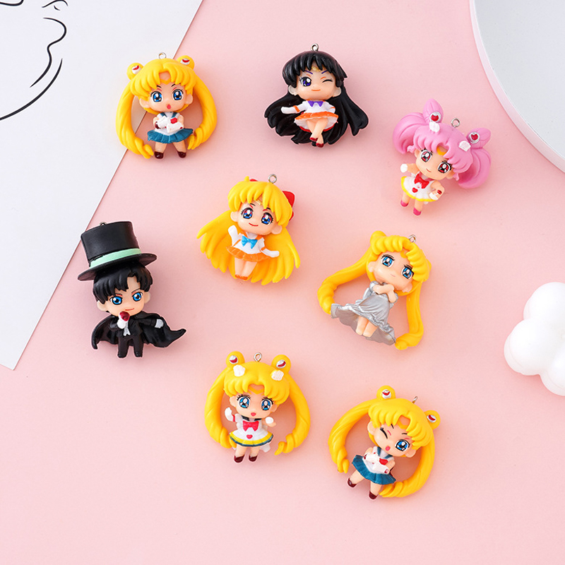 1 Mô Hình Thủy Thủ Mặt Trăng 4.8cm tsukino usagi Chibi mamoru Chibi rei Minko aino mini Bằng pvc