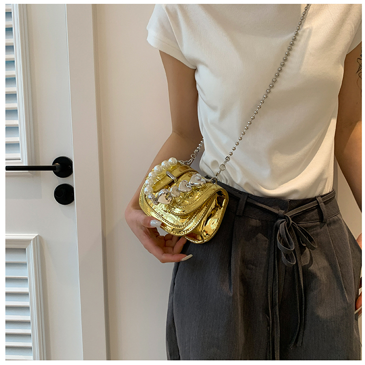 YADOU Túi Đeo Hông mini Màu Bạc Đính Ngọc Trai Sang Trọng Thời Trang Mùa Hè Cho Nữ