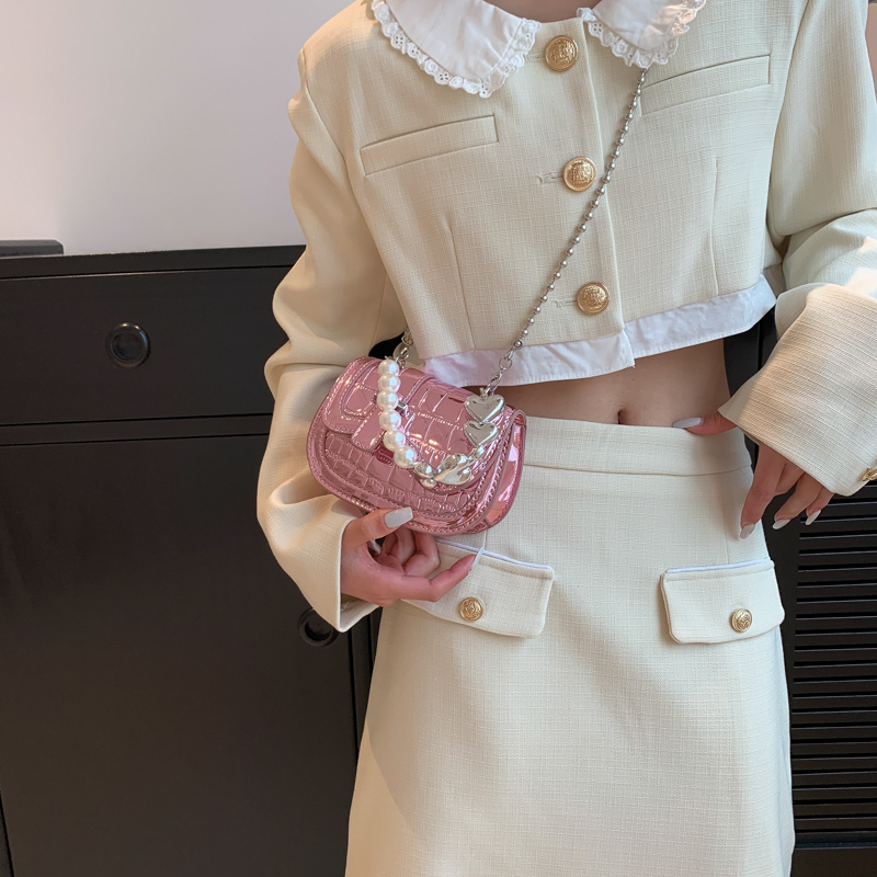 YADOU Túi Đeo Hông mini Màu Bạc Đính Ngọc Trai Sang Trọng Thời Trang Mùa Hè Cho Nữ