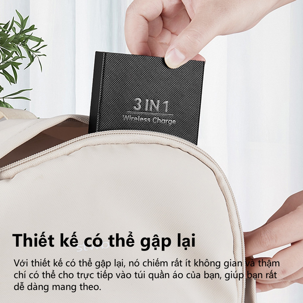 Đế Sạc Nam Châm Không Dây 3 Trong 1 15w Sạc Nhanh Cho Điện Thoại Thông Minh Và Tai Nghe Không Dây