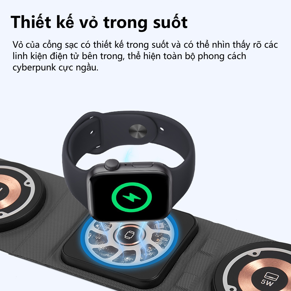 Đế Sạc Nam Châm Không Dây 3 Trong 1 15w Sạc Nhanh Cho Điện Thoại Thông Minh Và Tai Nghe Không Dây