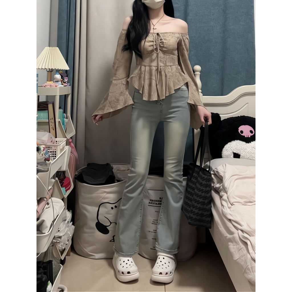 Áo Sơ Mi Tay Dài Trễ Vai Dáng Ôm Phong Cách Cổ Điển Thời Trang Mùa Thu Cho Nữ Comfortable