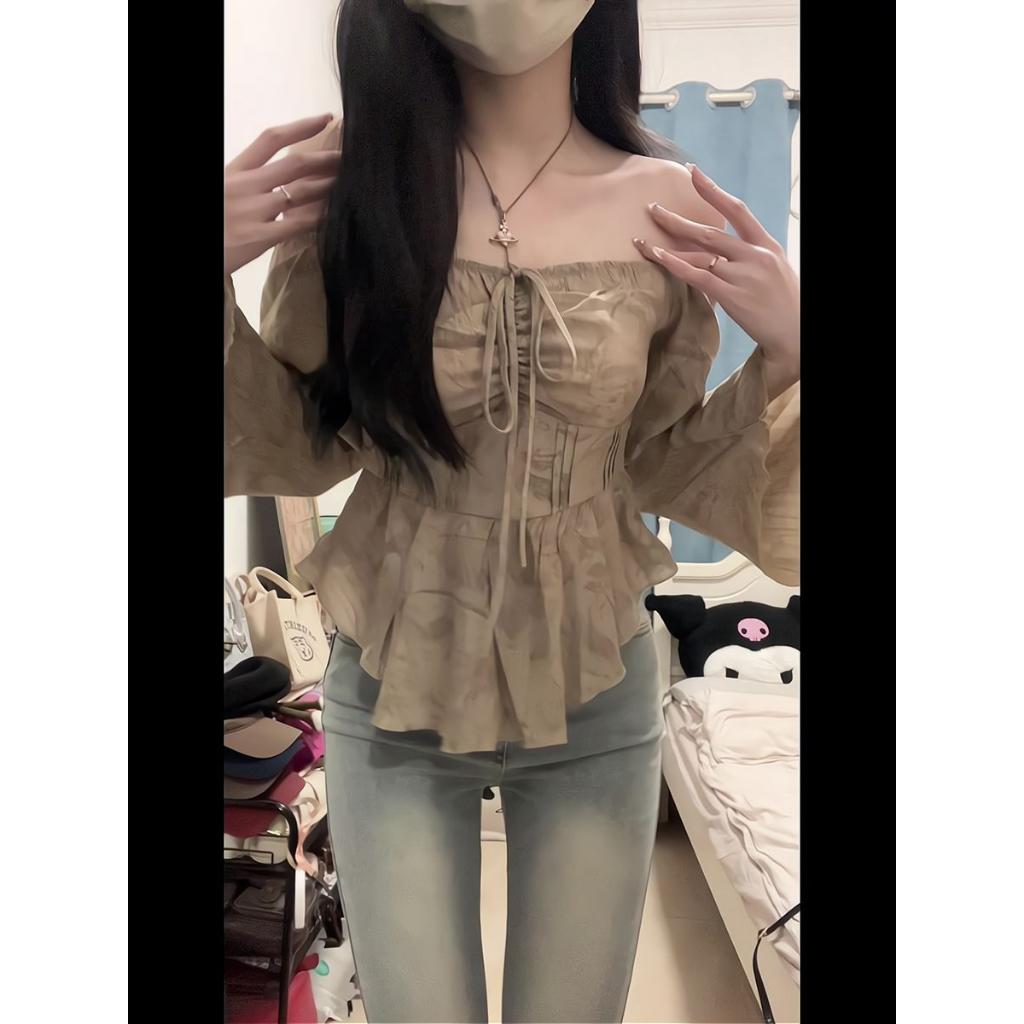 Áo Sơ Mi Tay Dài Trễ Vai Dáng Ôm Phong Cách Cổ Điển Thời Trang Mùa Thu Cho Nữ Comfortable