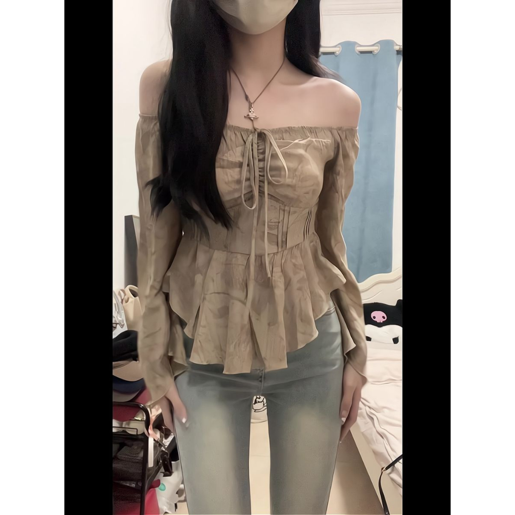 Áo Sơ Mi Tay Dài Trễ Vai Dáng Ôm Phong Cách Cổ Điển Thời Trang Mùa Thu Cho Nữ Comfortable