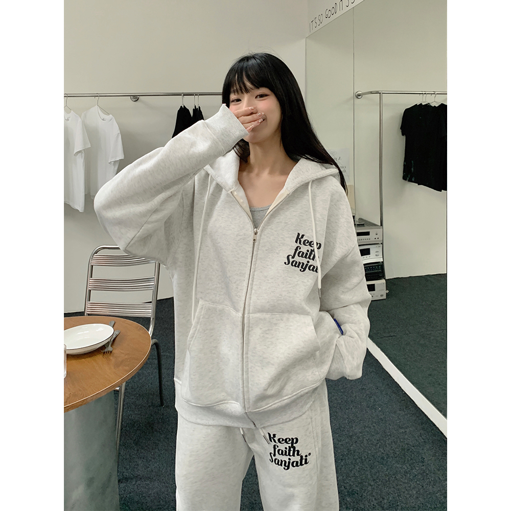 VanessaLab Áo Khoác hoodie áo khoác nữ zip hoodie Thoải mái trendy cổ xưa Thời trang WWY2391GWF 38Z230919