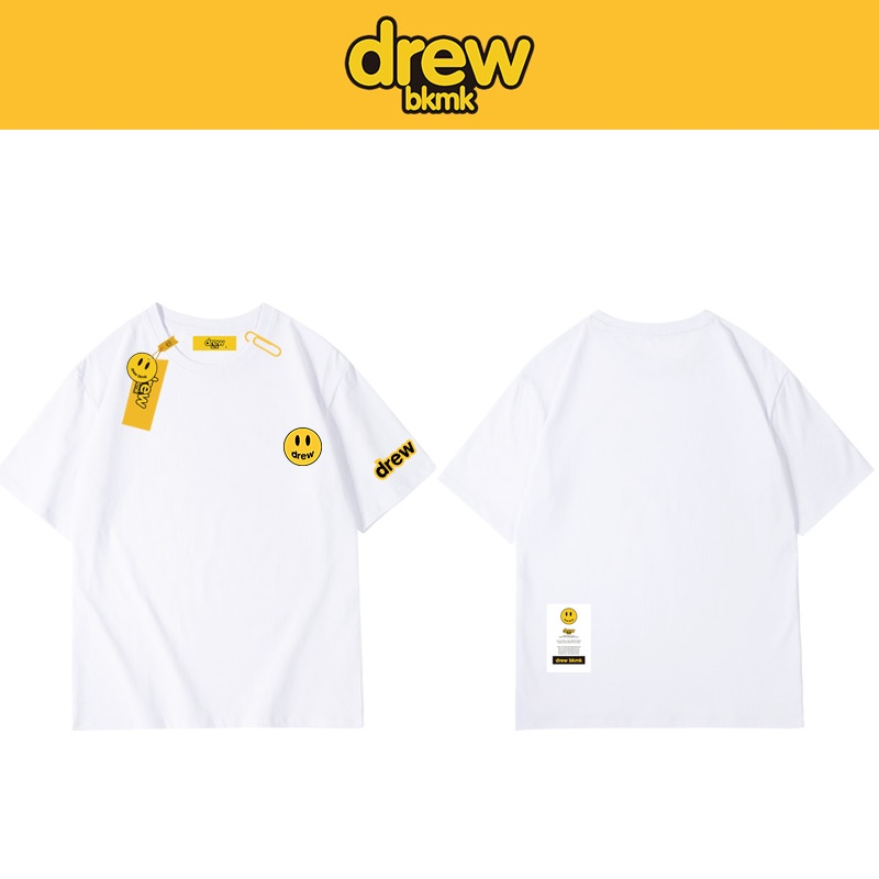 Áo Thun cotton Tay Ngắn Dáng Rộng Màu Đen in Hình Mặt Cười Phong Cách Âu Mỹ Thời Trang Cho Cặp Đôi