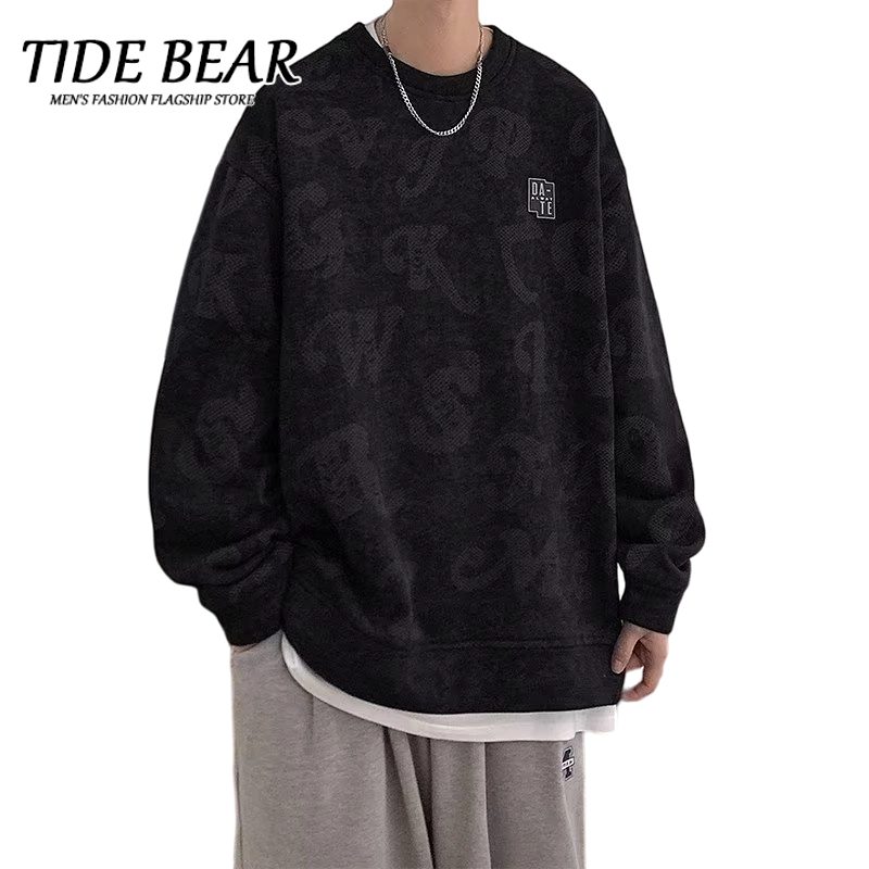 Áo nỉ TIDE BEAR dài tay dáng rộng phong cách Hàn Quốc dành cho nam