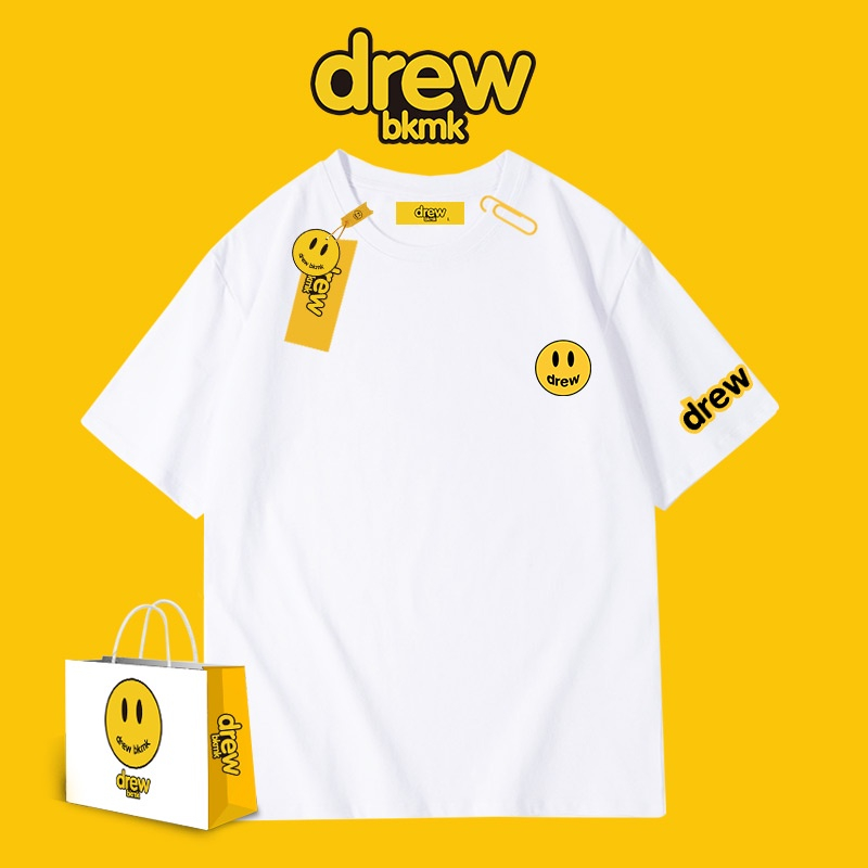 Áo Thun cotton Tay Ngắn Dáng Rộng Màu Đen in Hình Mặt Cười Phong Cách Âu Mỹ Thời Trang Cho Cặp Đôi