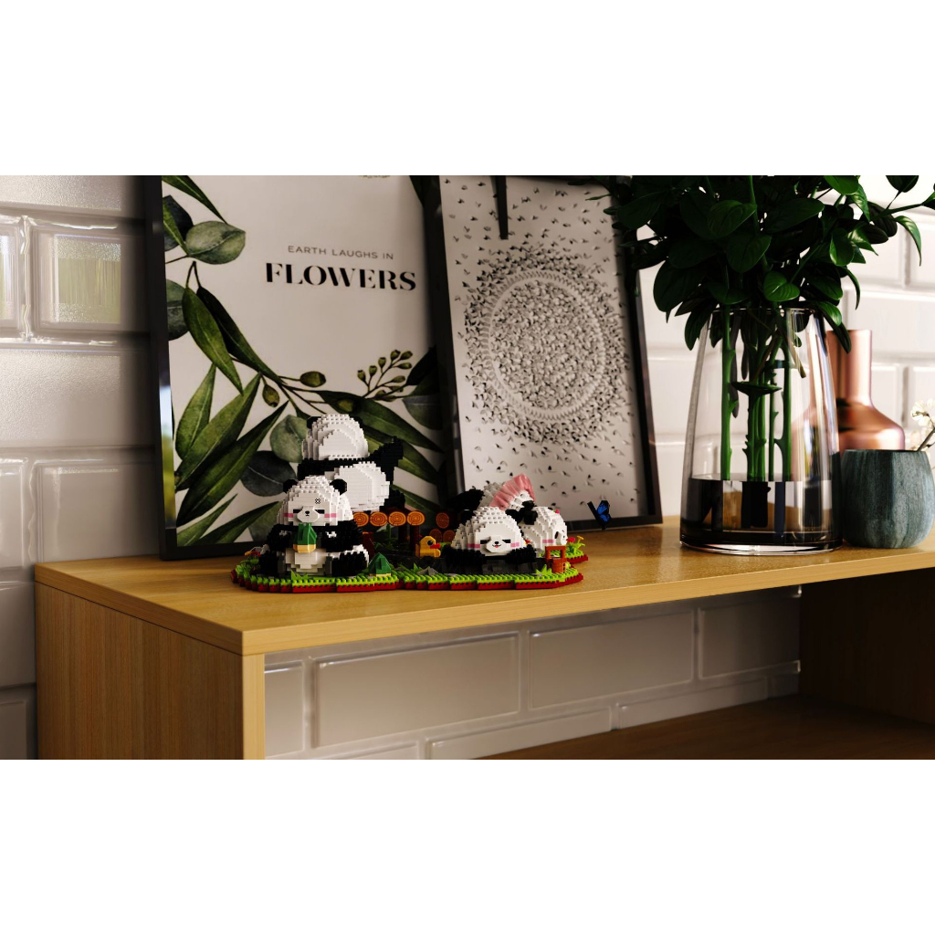 Bộ Đồ Chơi Lắp Ráp Hình Hoa Lan / Gấu Trúc Dễ Thương Dành Cho Bé Trai Gái