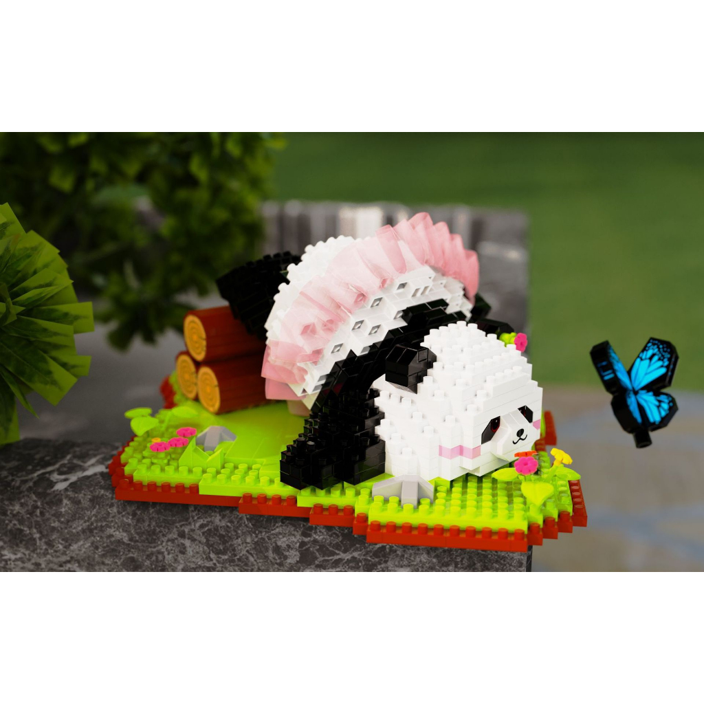 Bộ Đồ Chơi Lắp Ráp Hình Hoa Lan / Gấu Trúc Dễ Thương Dành Cho Bé Trai Gái