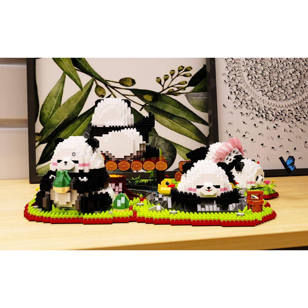 Bộ Đồ Chơi Lắp Ráp Hình Hoa Lan / Gấu Trúc Dễ Thương Dành Cho Bé Trai Gái