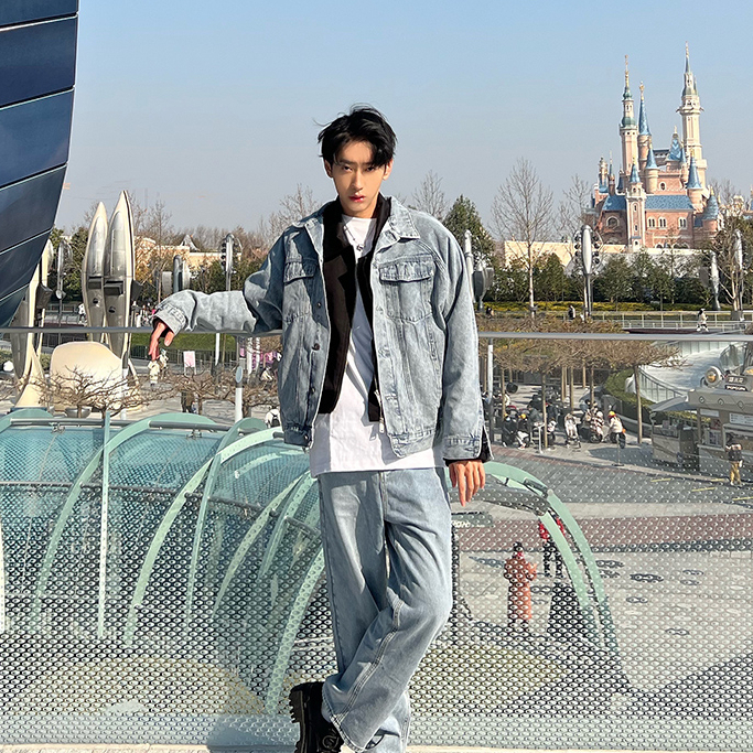 Áo Khoác denim Dáng Rộng Phong Cách hong kong Thời Trang Xuân Thu Cho Nam