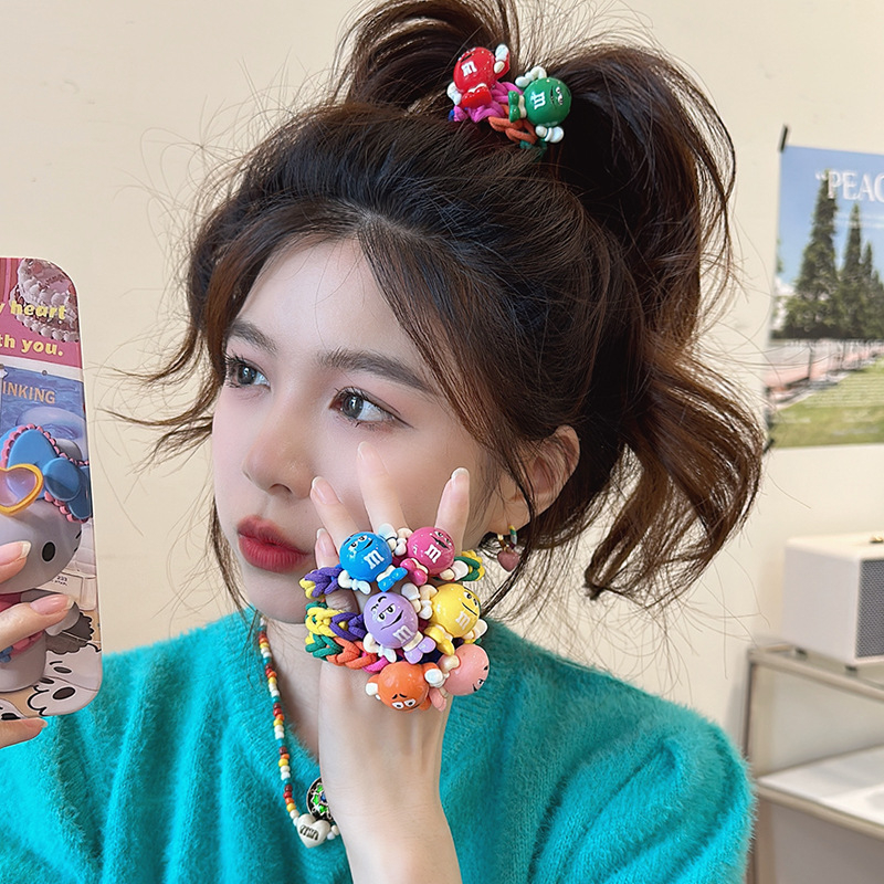 Dây Buộc Tóc Cao Su Co Giãn Màu Cầu Vồng Dễ Thương Thời Trang 2023