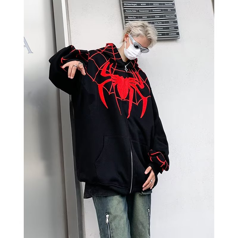 Howe. Spider-Man Dây kéo mở áo hoodie Cặp đôi mùa thu nam và nữ áo khoác oversize