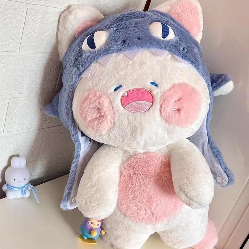 30-50cm Cute Creative Cat Cosplay Shark Plush Toy For Detachable Hat Pillow Children Girls Gift