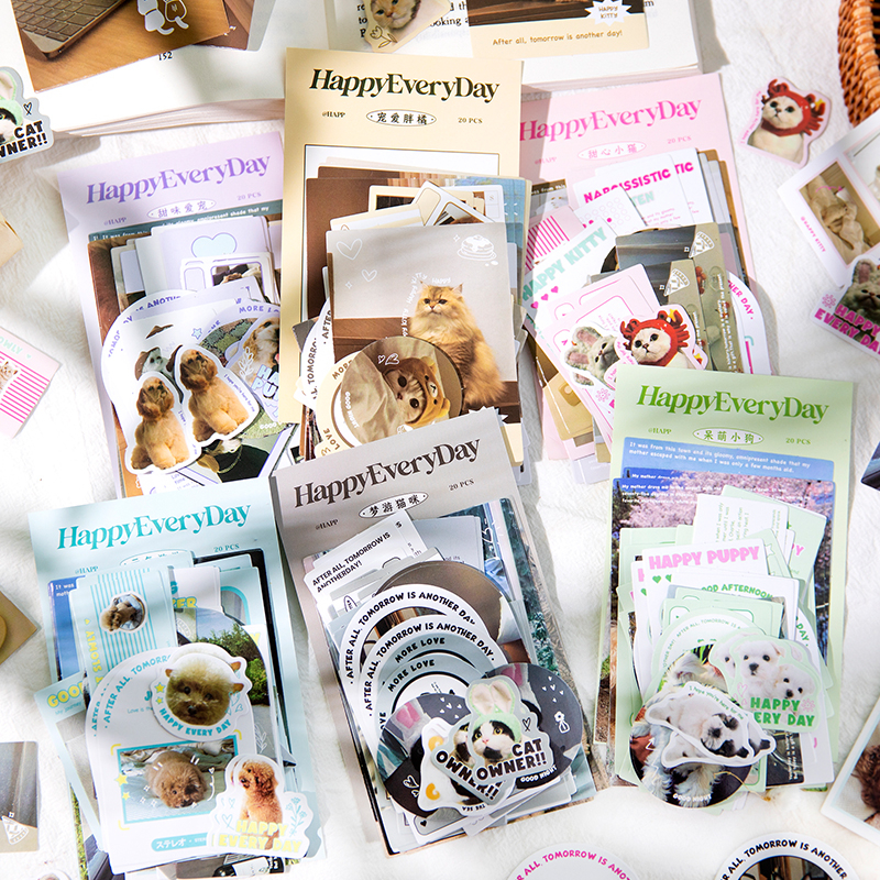 Mr. Paper 40 vé/túi Dán keo dán Ins style Thú cưng dễ thương Chú chó con Con mèo Tài liệu ghép tài liệu tay golem DIY điện thoại di động ShuiBei Trang trí Niêm phong dán