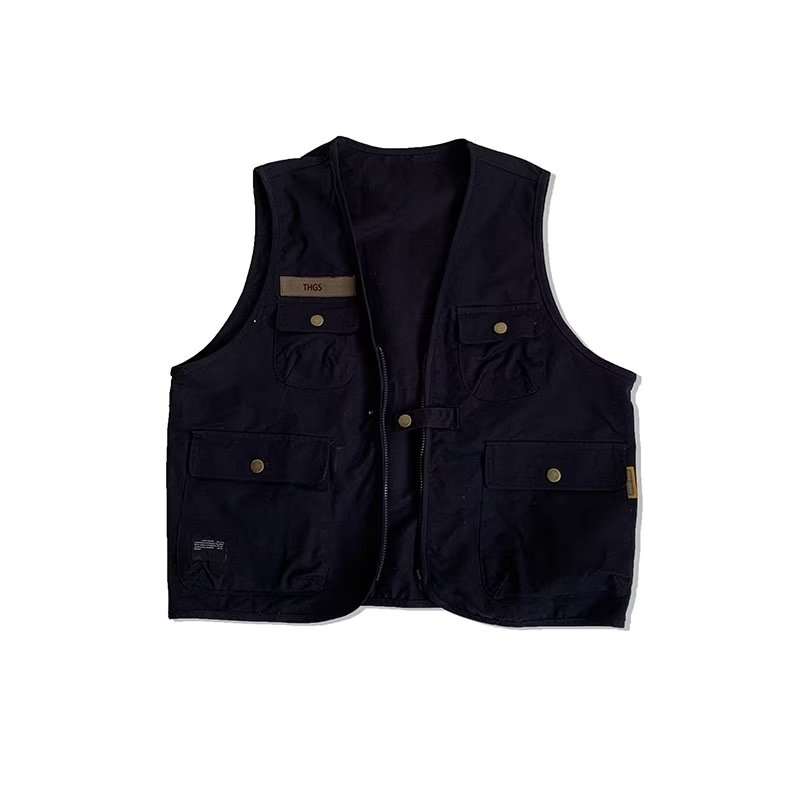 ♞Aff LIGA♞ Áo vest Màu Trơn Trang chủ Dáng Rộng Nhiều Túi Thời Trang Mùa Hè 2023 Cho Nam