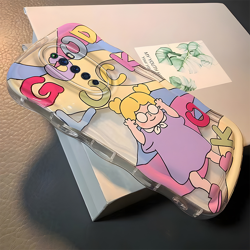 Ốp Điện Thoại Silicon Mềm Hình Cô Gái May Mắn Kèm Dây Đeo Cho oppo reno2f reno2z reno2 reno3 reno5 reno6 reno7