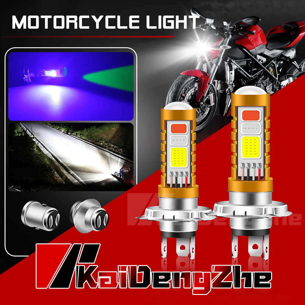 Bóng đèn pha led 3 trong 1 P15D H4 H6 BA20D chùm tia sáng nhấp nháy hi / lo cho xe máy