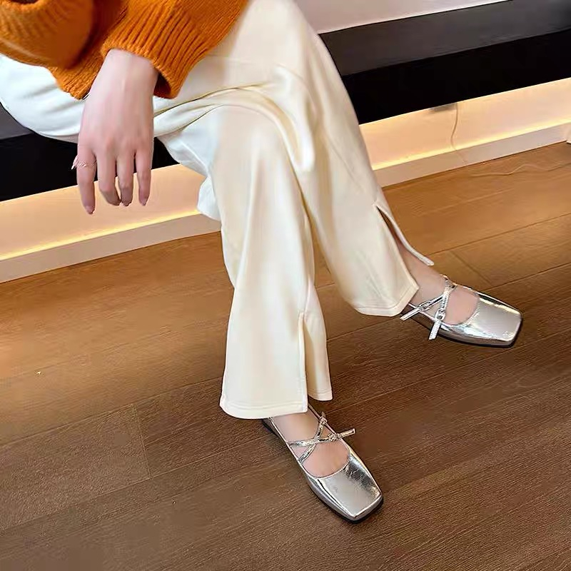 Giày mary jane Đế Mềm Màu Bạc Phong Cách Thời Trang Mới 2023