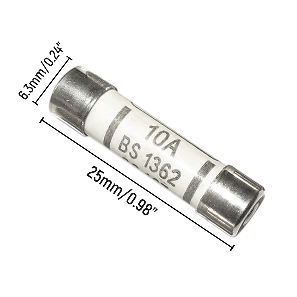 Set 10 Cầu Chì Bằng Gốm BS1362 10A 6x25 Cho Đồng Hồ Vạn Năng