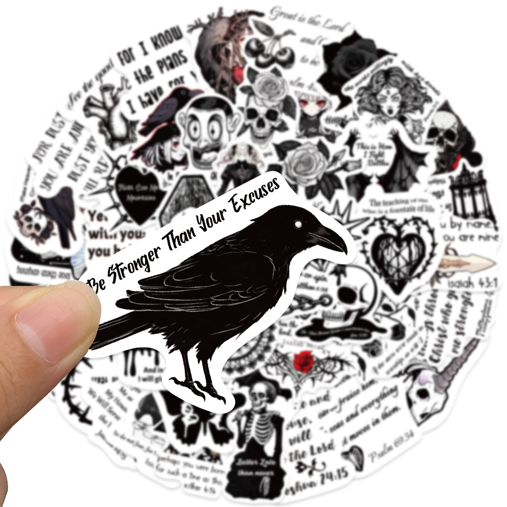 Bộ 50 Miếng Dán Trang Trí Hành Lý / Ván Trượt / Mô Tô Họa Tiết graffiti Phong Cách gothic Chống Thấm Nước diy