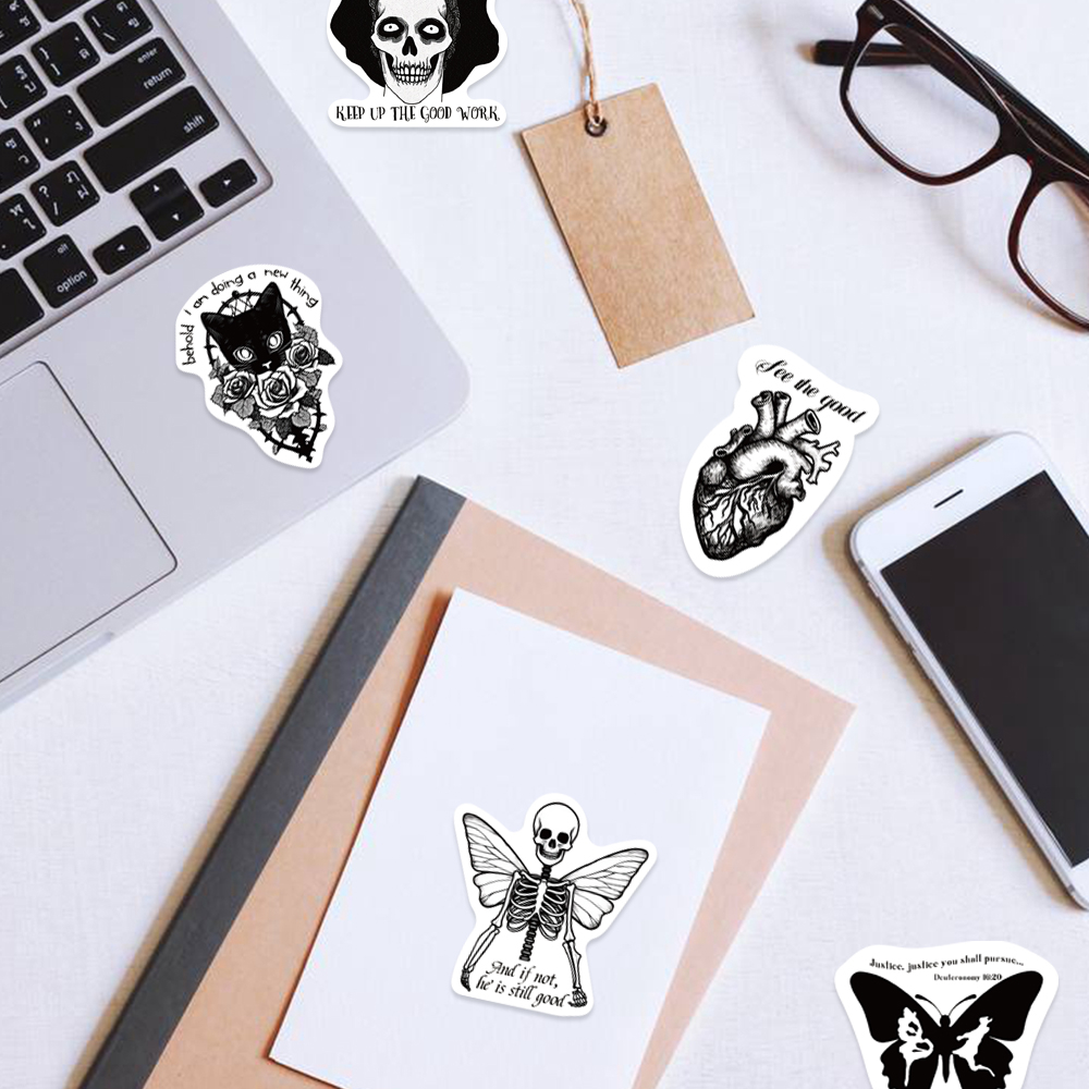 Bộ 50 Miếng Dán Trang Trí Hành Lý / Ván Trượt / Mô Tô Họa Tiết graffiti Phong Cách gothic Chống Thấm Nước diy